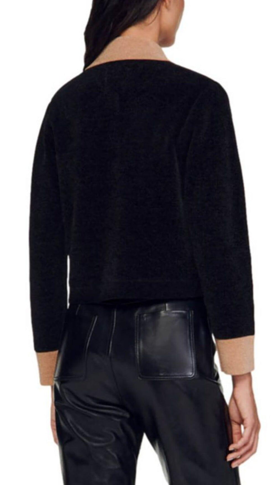 MARCELLO VELOUR KNIT CROPPED COATIGAN 