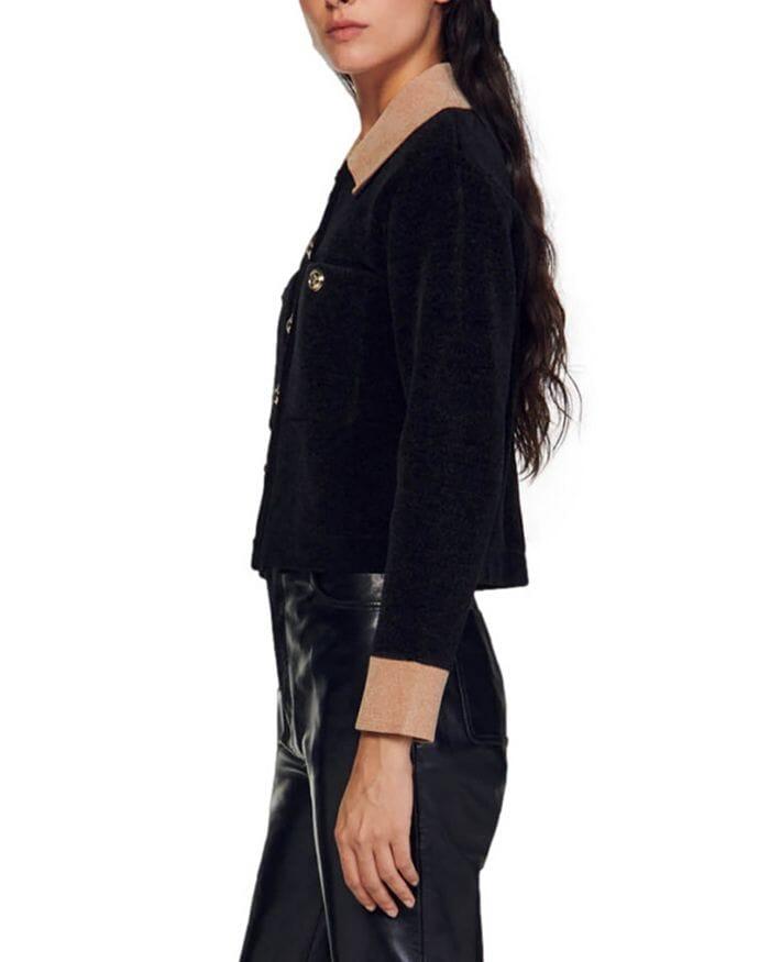 AIIZIE MARCELLO VELOUR KNIT CROPPED COATIGAN - product image