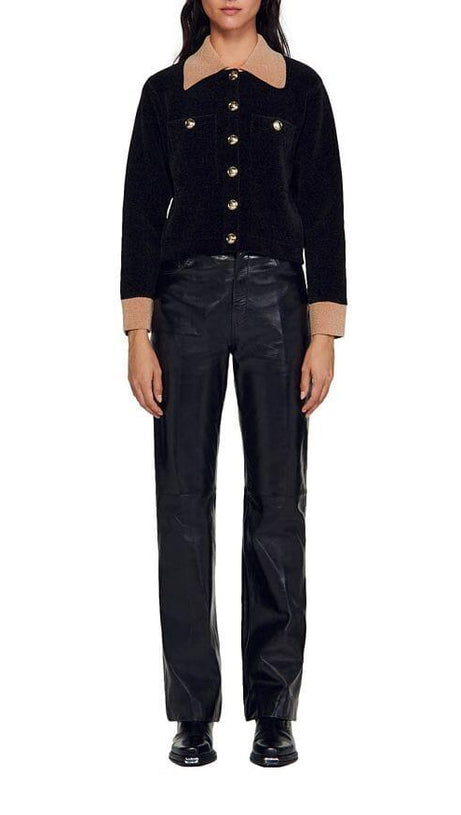 MARCELLO VELOUR KNIT CROPPED COATIGAN 