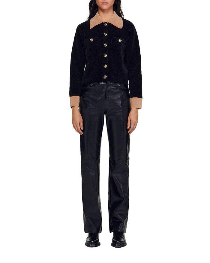 AIIZIE MARCELLO VELOUR KNIT CROPPED COATIGAN - product image