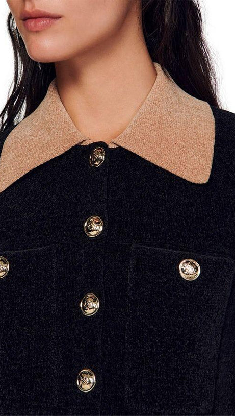 MARCELLO VELOUR KNIT CROPPED COATIGAN 