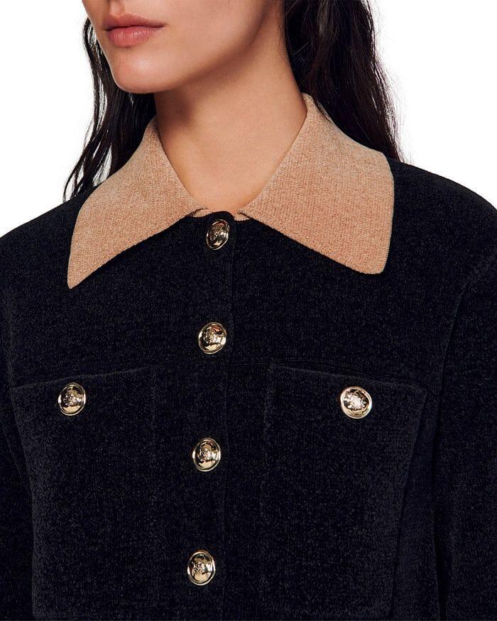 AIIZIE MARCELLO VELOUR KNIT CROPPED COATIGAN - product image