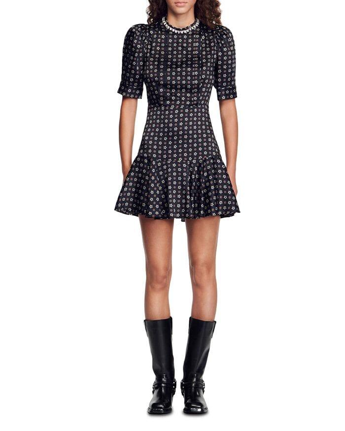 AIIZIE MARDI EMBELLISHED RUFFLED HEM DRESS - product image