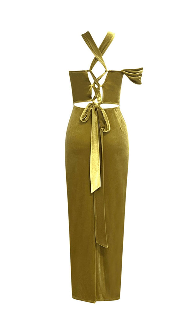 AIIZIE MATCHA HALTER NECK STRAPLESS SLEEVELESS PLEATED MAXI DRESS - product image