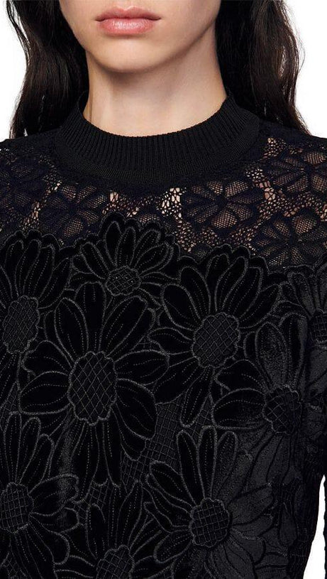 MAYEN VELVET LACE GUIPURE DRESS