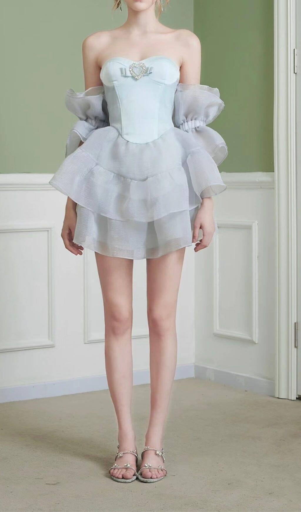 MINI ABITO SIRENA PRINCIPESSA SENZA SPALLINE CON MANICHE A SBUFFO