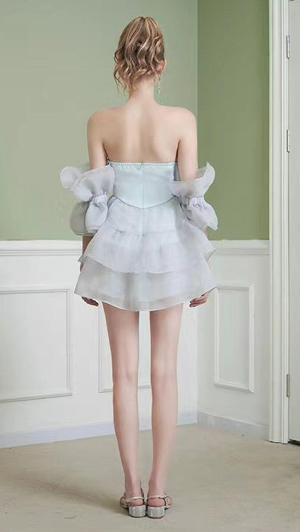 AIIZIE MERMAID PRINCESS STRAPLESS PUFF SLEEVE MINI DRESS - product image