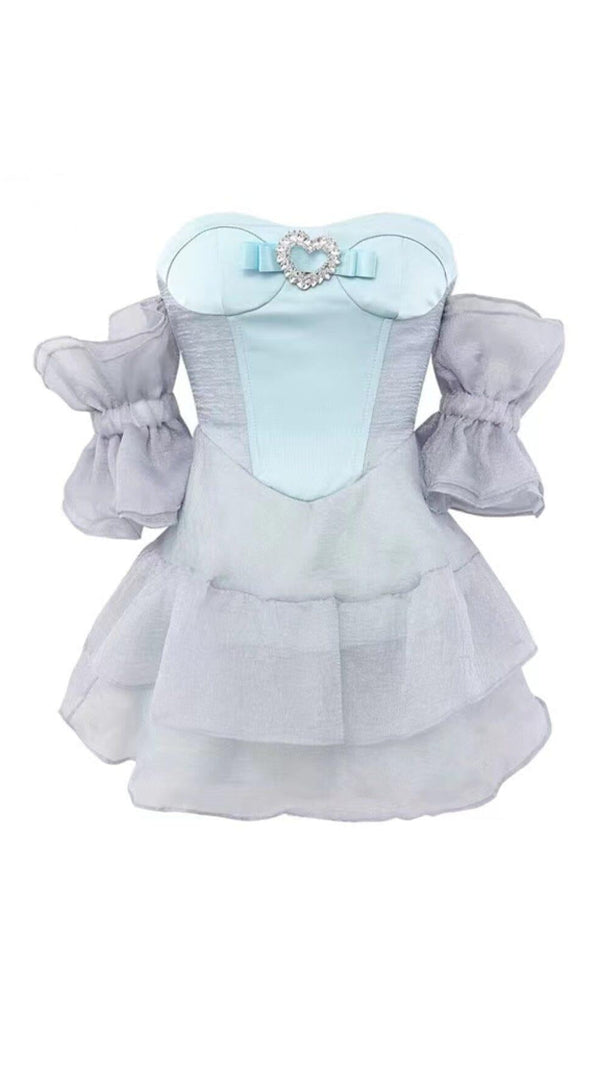 AIIZIE MERMAID PRINCESS STRAPLESS PUFF SLEEVE MINI DRESS - product image