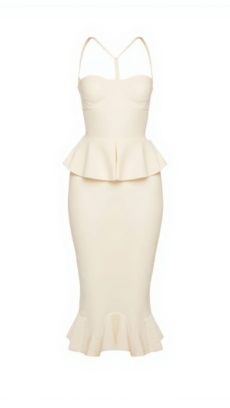 LAVA PEPLUM MERMAID BANDAGE DRESS