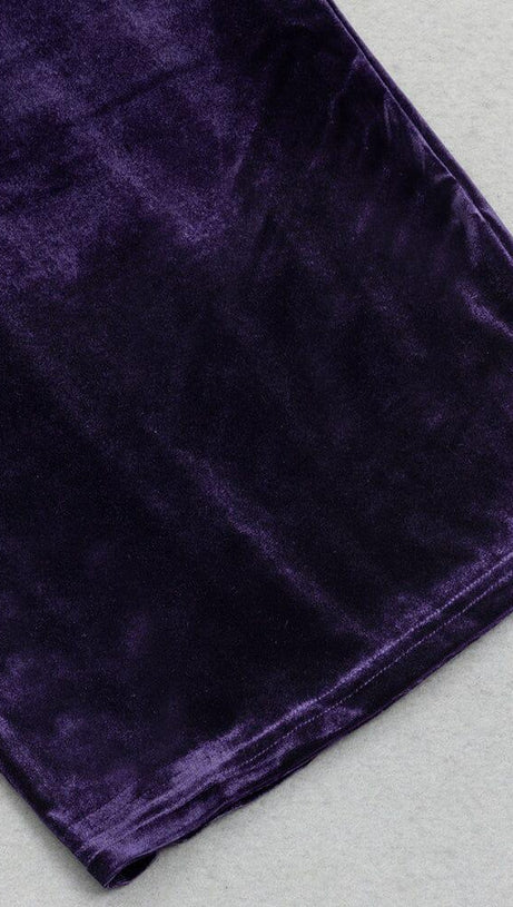 MESH LONG-SLEEVED VELVET PATCHWORK MAXI DRESS