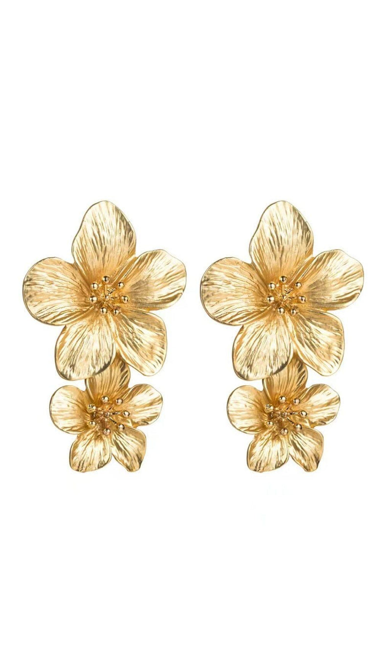 METAL DOUBLE FLOWER EARRINGS