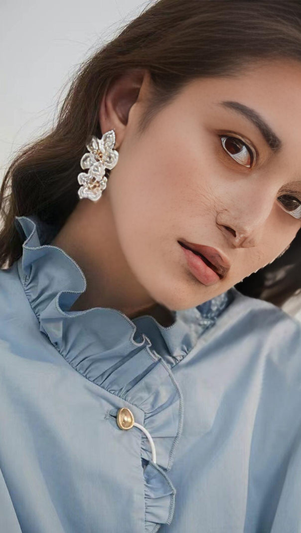 AIIZIE METAL DOUBLE FLOWER EARRINGS - product image