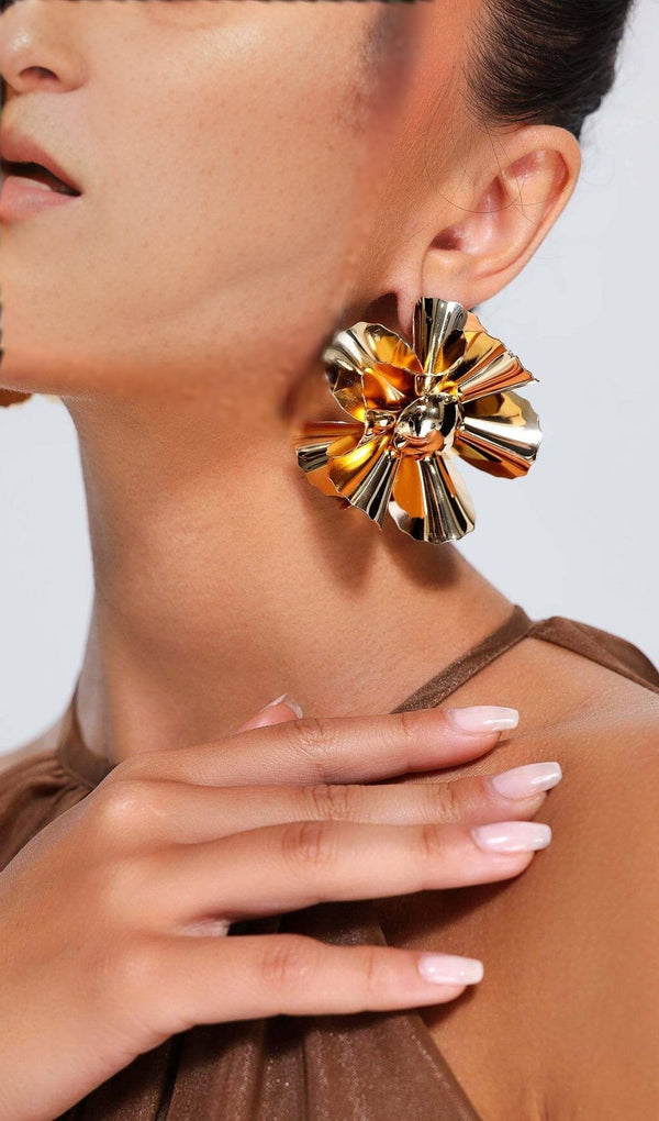 METAL FLOWER EARRINGS