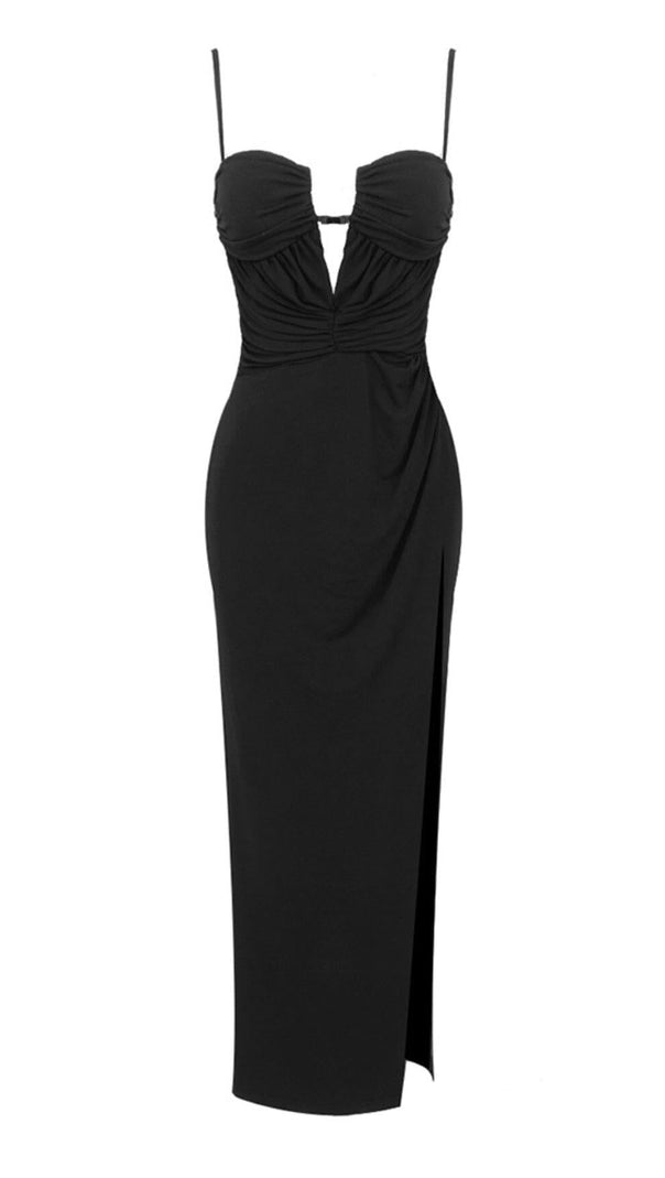 AIIZIE THIGH SLIT MAXI DRESS IN BLACK - product image