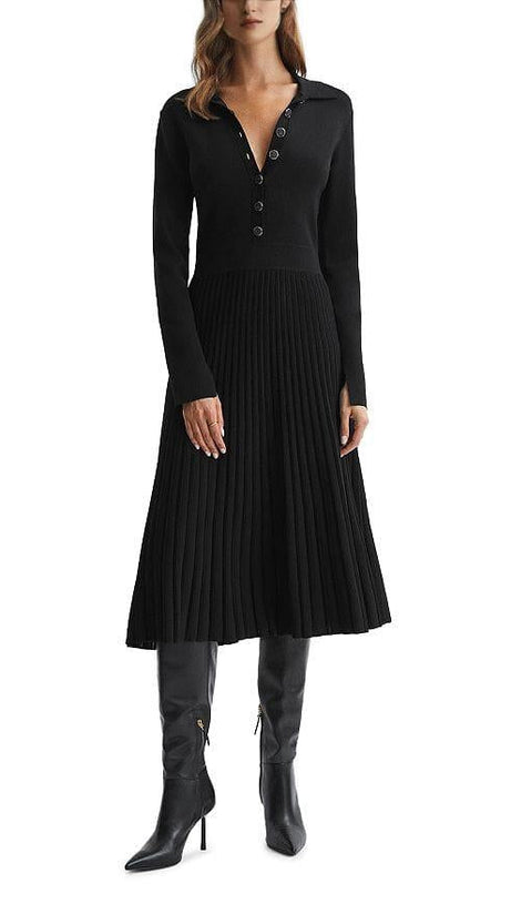 MIA PLEATED KNIT DRESS
