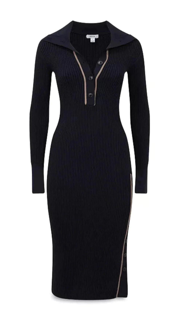 AIIZIE MICHELLE CONTRAST TRIM RIBBED SWEATER DRESS - product image