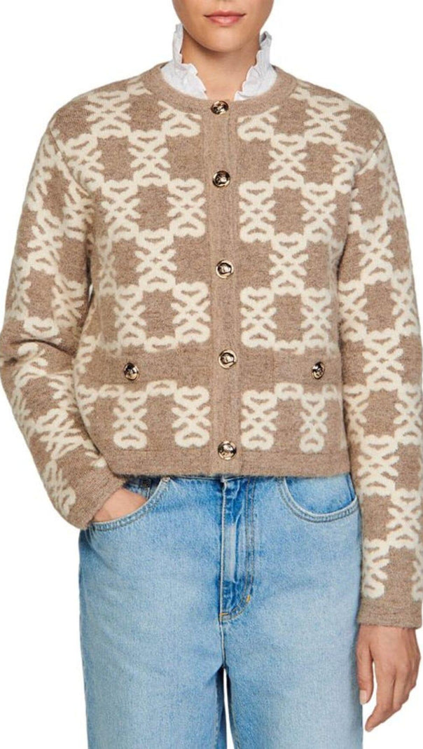AIIZIE MONO JACQUARD COAT CARDIGAN - product image