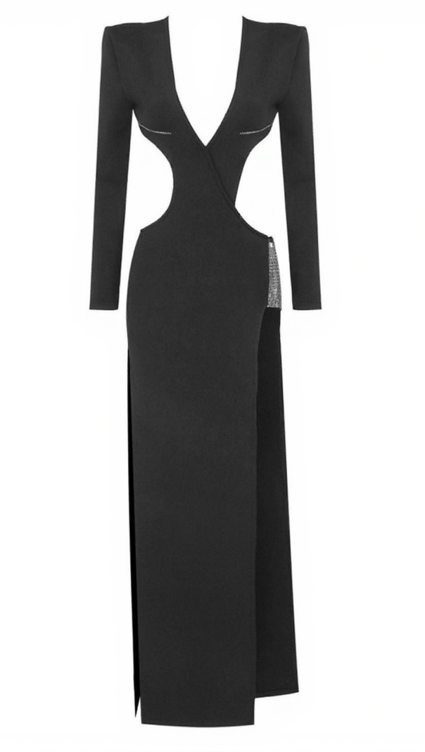 AIIZIE ELETTRA CUTOUT CRYSTAL SPLIT BANDAGE DRESS - product image
