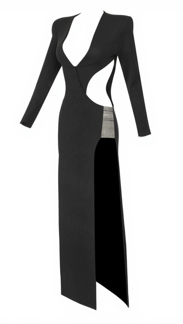 AIIZIE ELETTRA CUTOUT CRYSTAL SPLIT BANDAGE DRESS - product image