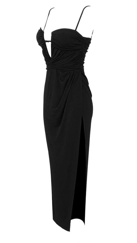 THIGH SLIT MAXI DRESS IN BLACK