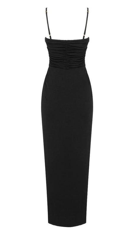 THIGH SLIT MAXI DRESS IN BLACK