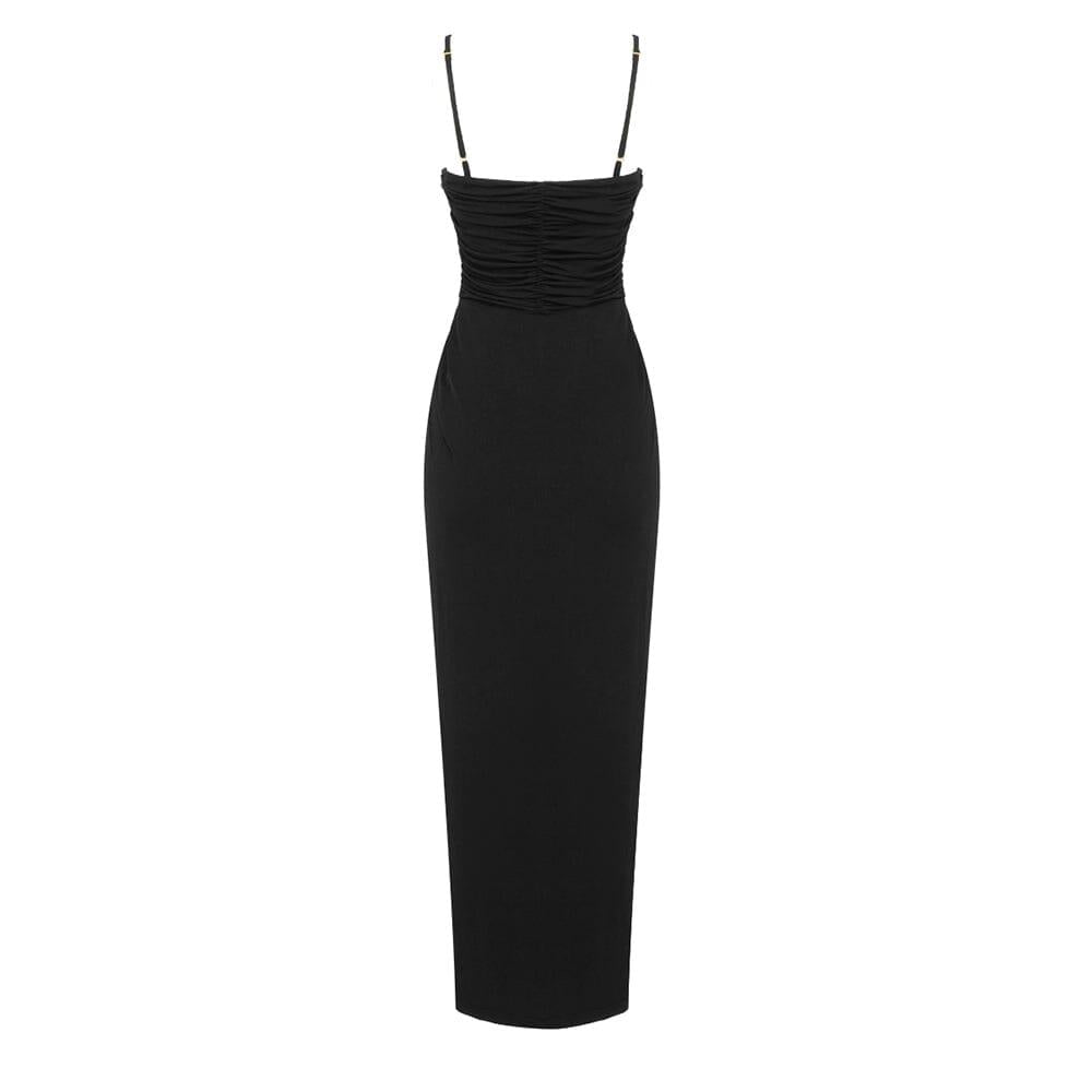 AIIZIE THIGH SLIT MAXI DRESS IN BLACK - product image