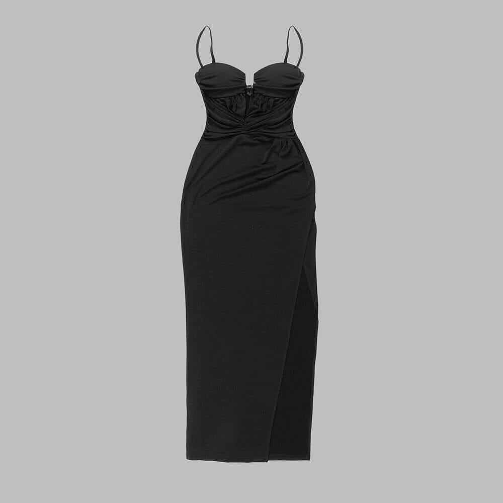 AIIZIE THIGH SLIT MAXI DRESS IN BLACK - product image