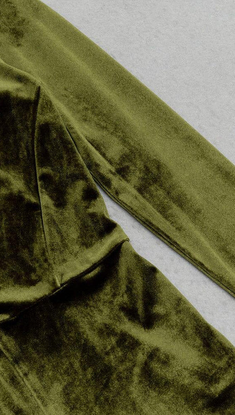 TUTA CASUAL A MANICHE LUNGHE IN VELLUTO VERDE OLIVA IN RETE ADERENTE