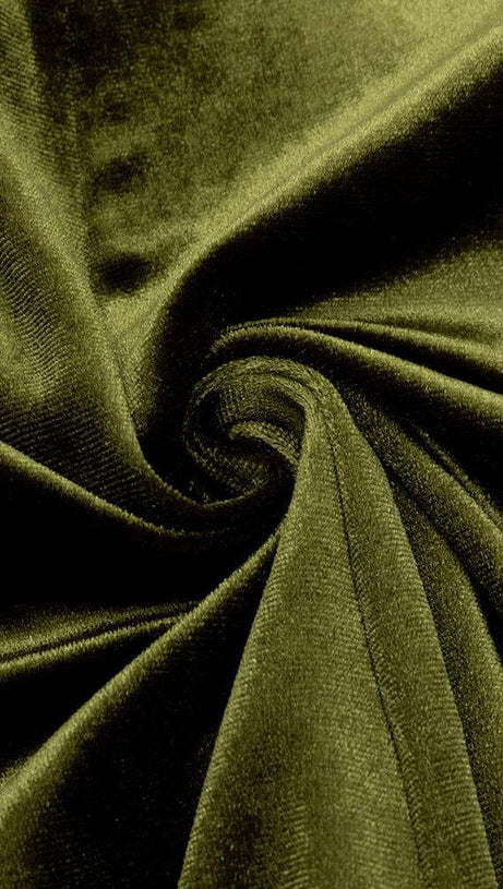 TUTA CASUAL A MANICHE LUNGHE IN VELLUTO VERDE OLIVA IN RETE ADERENTE