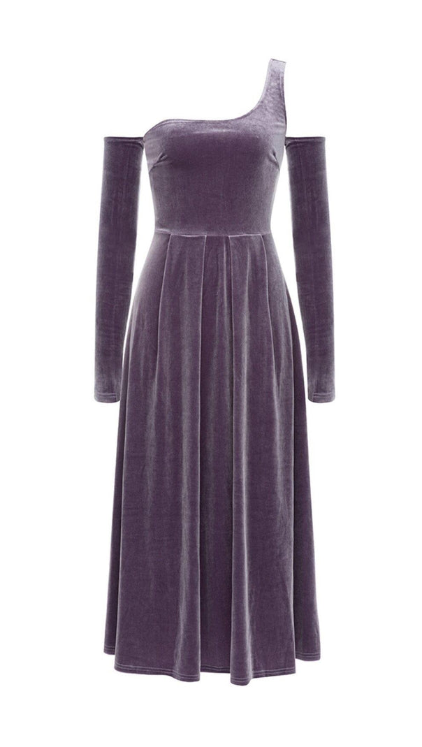 AIIZIE ONE SHOULDER CASHMERE LONG SLEEVE MIDI DRESS - product image