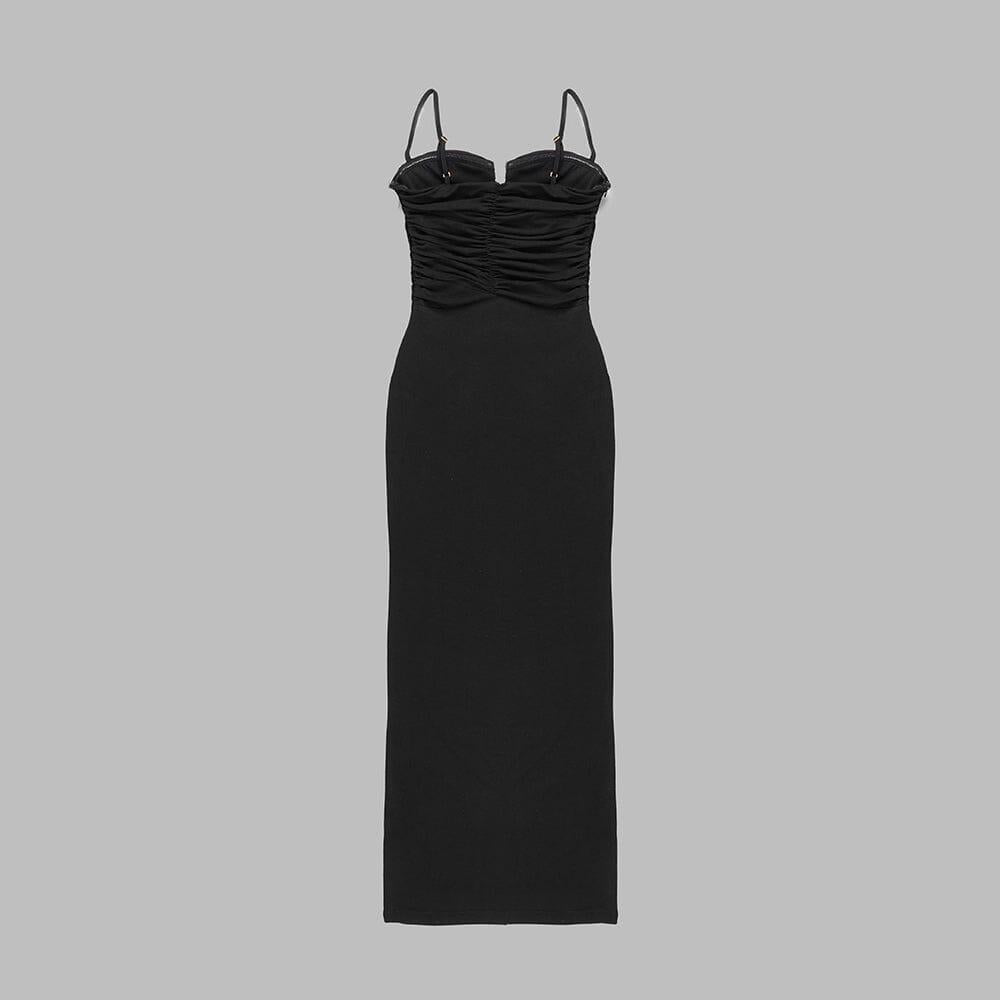 AIIZIE THIGH SLIT MAXI DRESS IN BLACK - product image