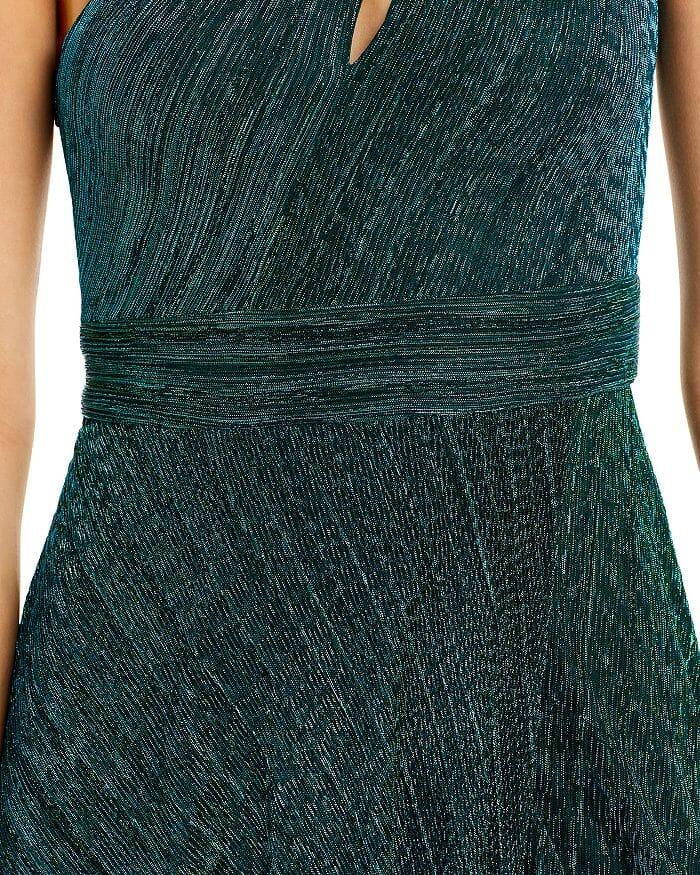 AIIZIE ONE SHOULDER CRINKLED METALLIC GOWN - product image