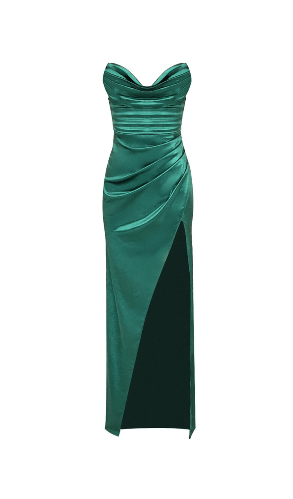 AIIZIE GREEN DRAPED WRAP TUBE TOP MAXI DRESS - product image