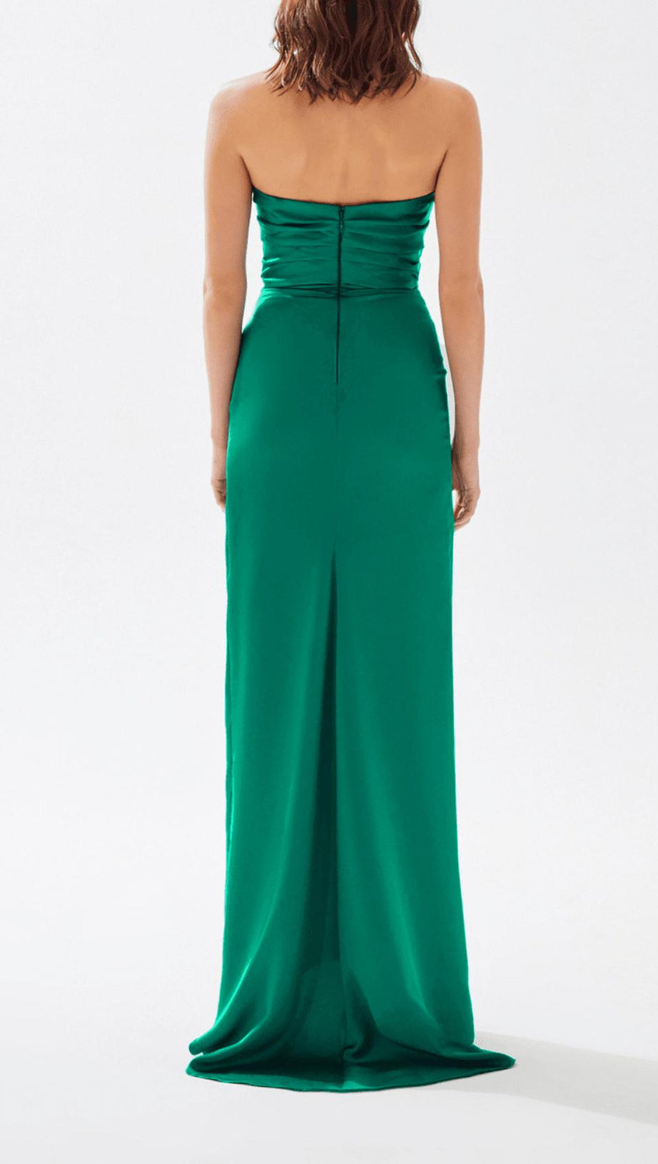 GREEN DRAPED WRAP TUBE TOP MAXI DRESS