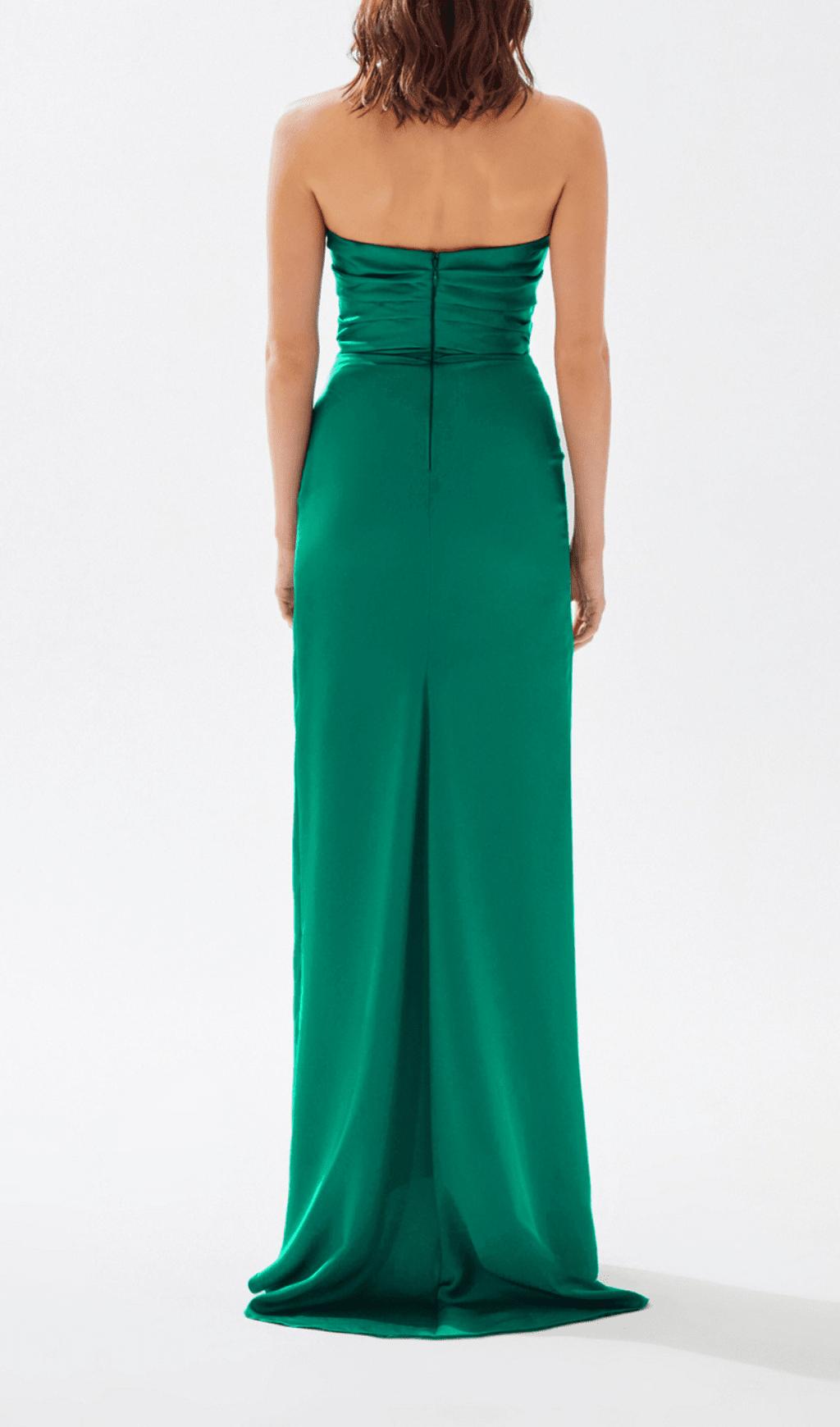 AIIZIE GREEN DRAPED WRAP TUBE TOP MAXI DRESS - product image