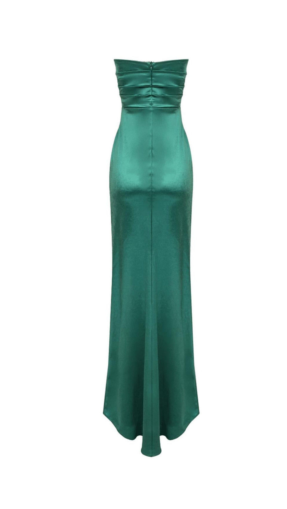 GREEN DRAPED WRAP TUBE TOP MAXI DRESS