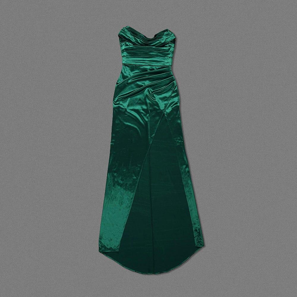 AIIZIE GREEN DRAPED WRAP TUBE TOP MAXI DRESS - product image