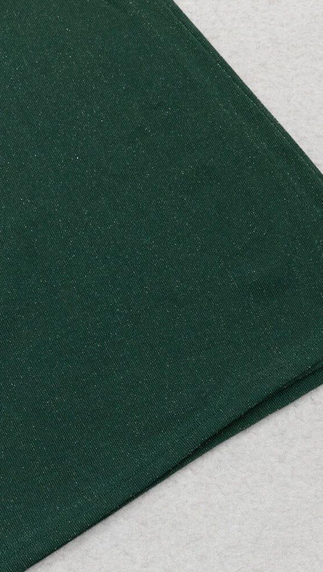 GREEN ONE-SHOULDER MESH MIDI DRESS