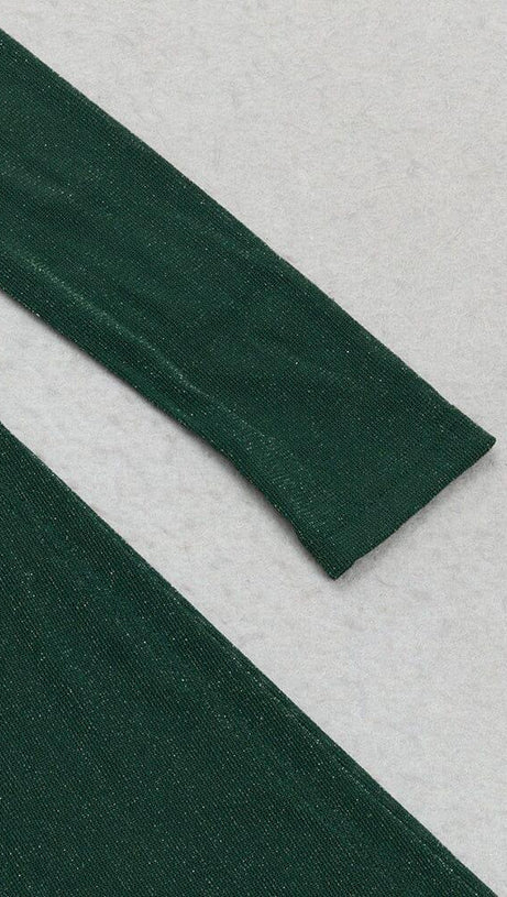 GREEN ONE-SHOULDER MESH MIDI DRESS