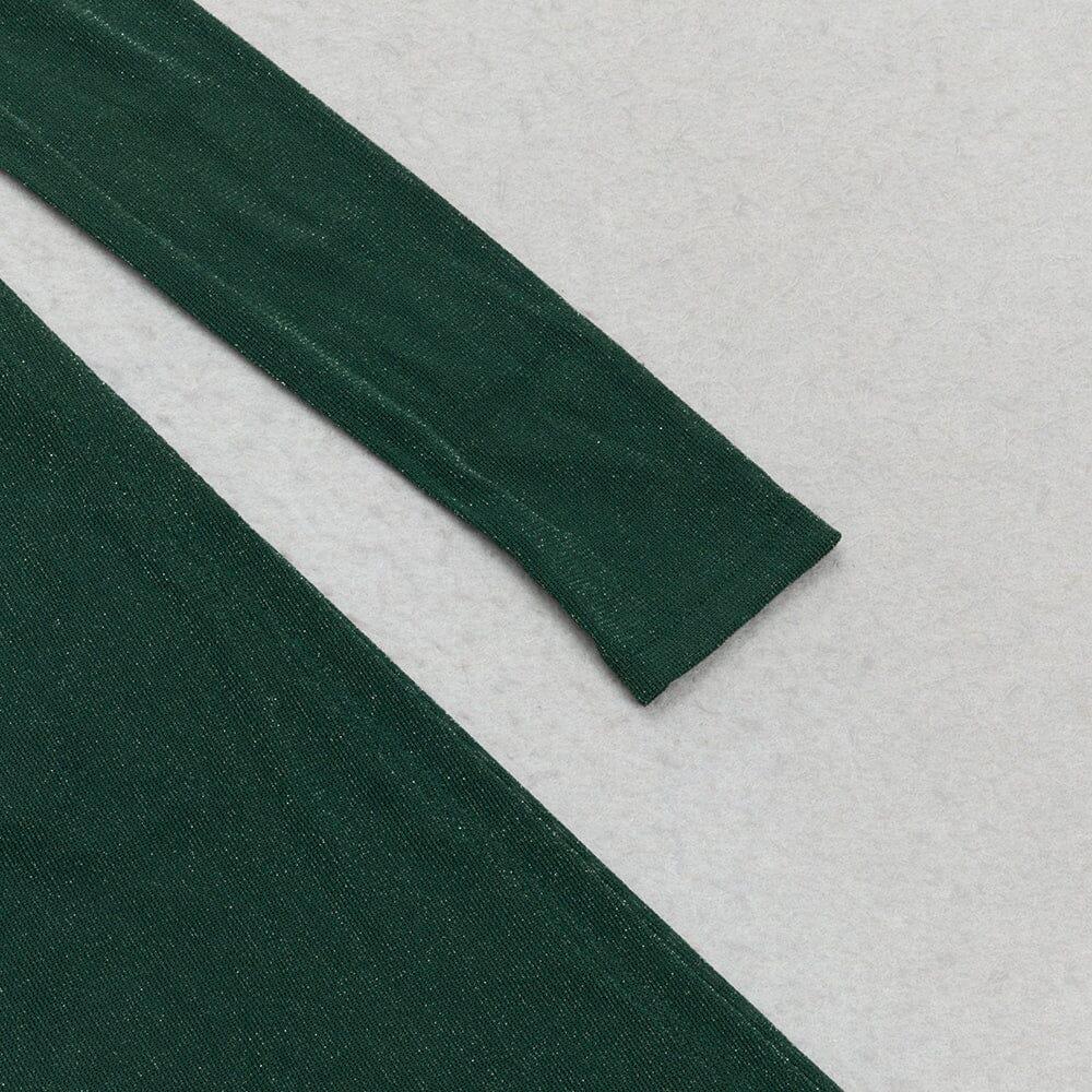 AIIZIE GREEN ONE-SHOULDER MESH MIDI DRESS - product image