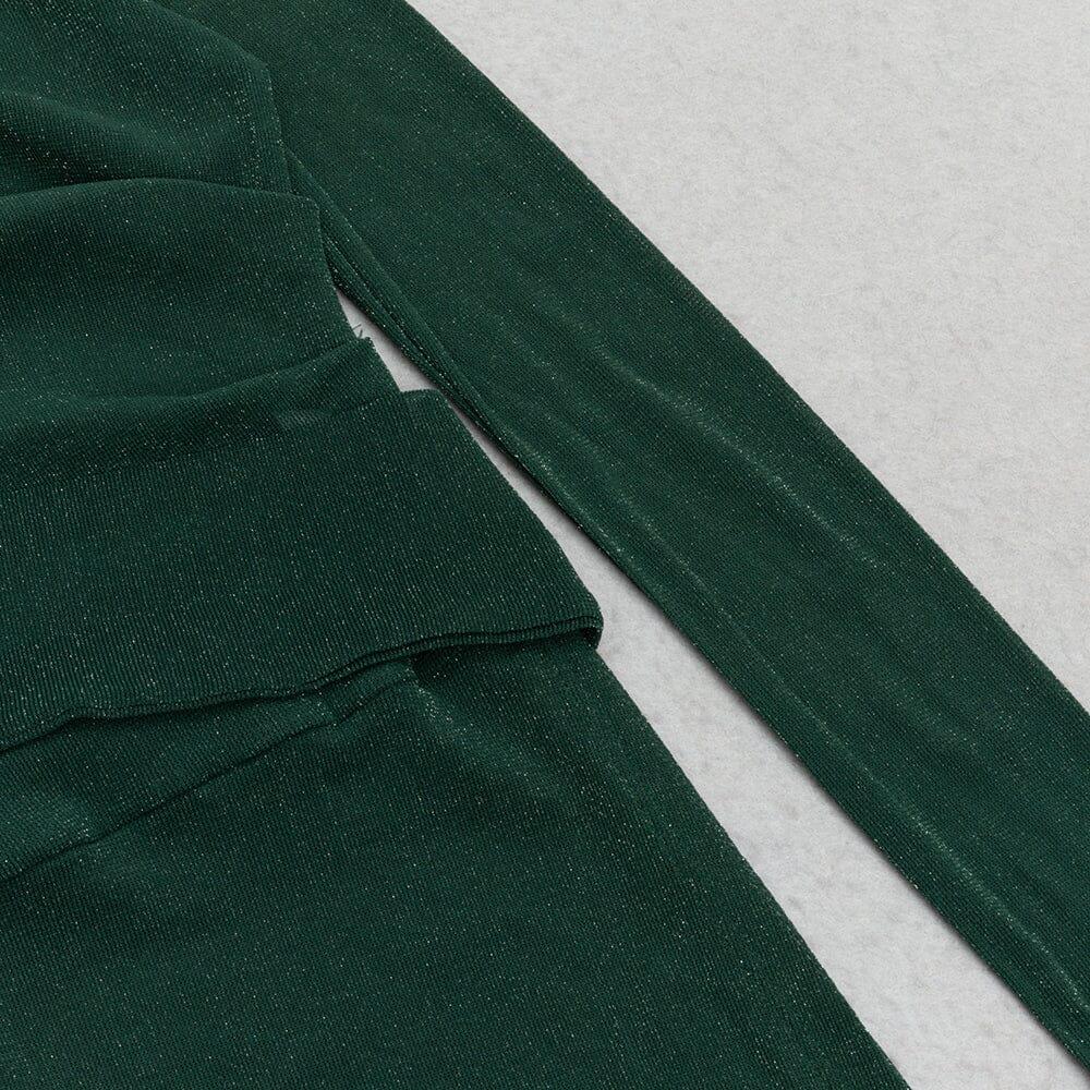 AIIZIE GREEN ONE-SHOULDER MESH MIDI DRESS - product image