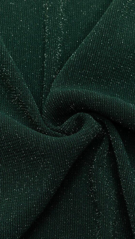 GREEN ONE-SHOULDER MESH MIDI DRESS