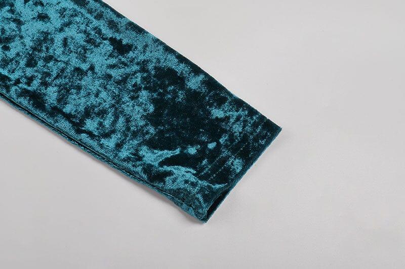 GRÜNES MINIKLEID AUS SAMT MIT V-AUSSCHNITT