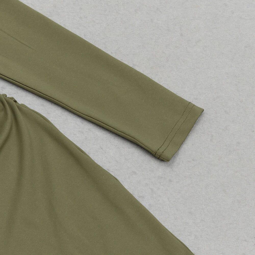 AIIZIE HALF TURTLENECK LONG SLEEVES HOLLOW TIGHT PLEATED LONG DRESS - product image