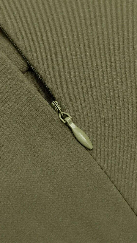 HALF TURTLENECK LONG SLEEVES HOLLOW TIGHT PLEATED LONG DRESS