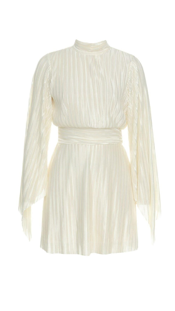 AIIZIE HALF TURTLENECK LOOSE LONG SLEEVE PLEATED MINI DRESS - product image
