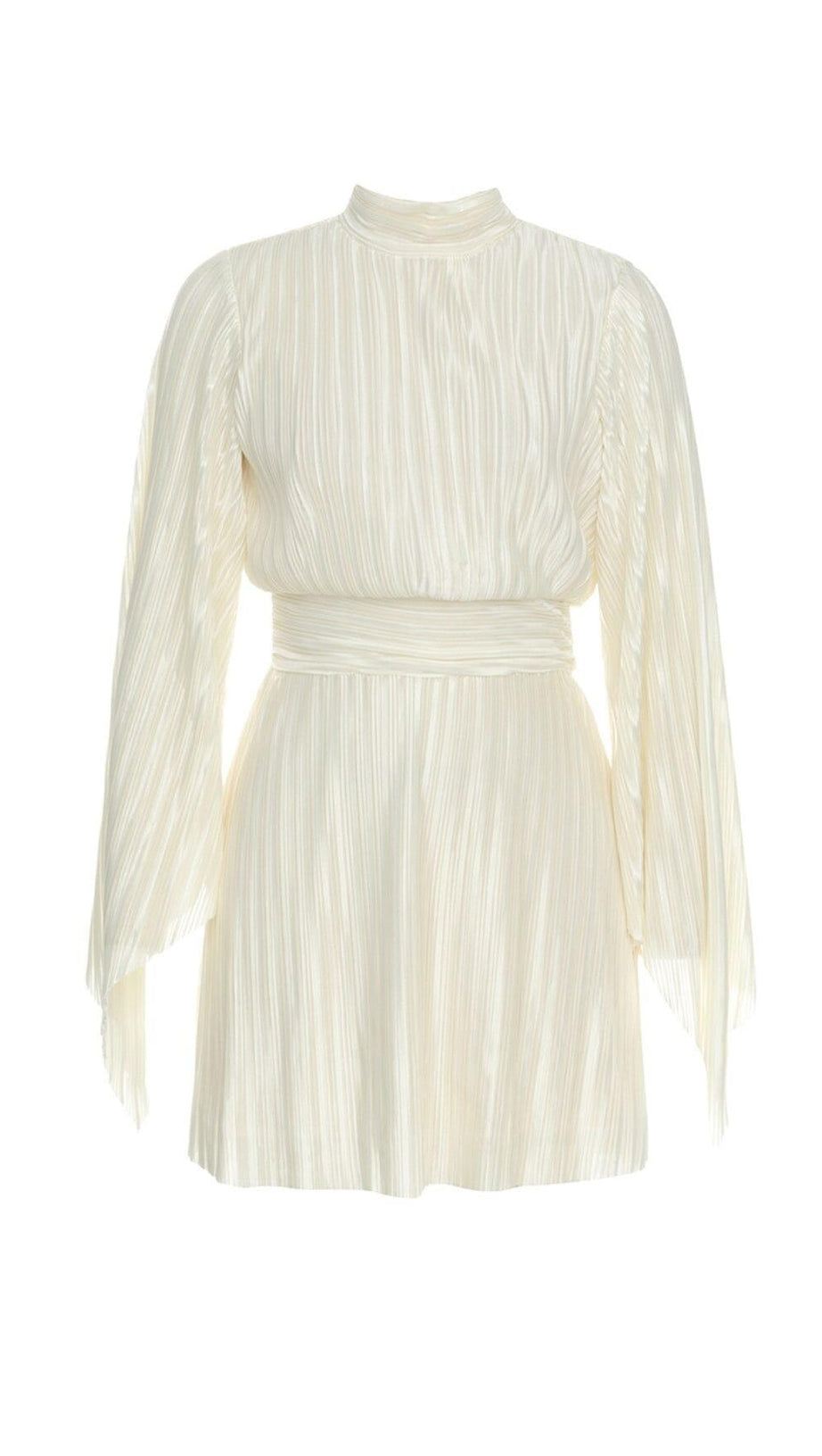 HALF TURTLENECK LOOSE LONG SLEEVE PLEATED MINI DRESS