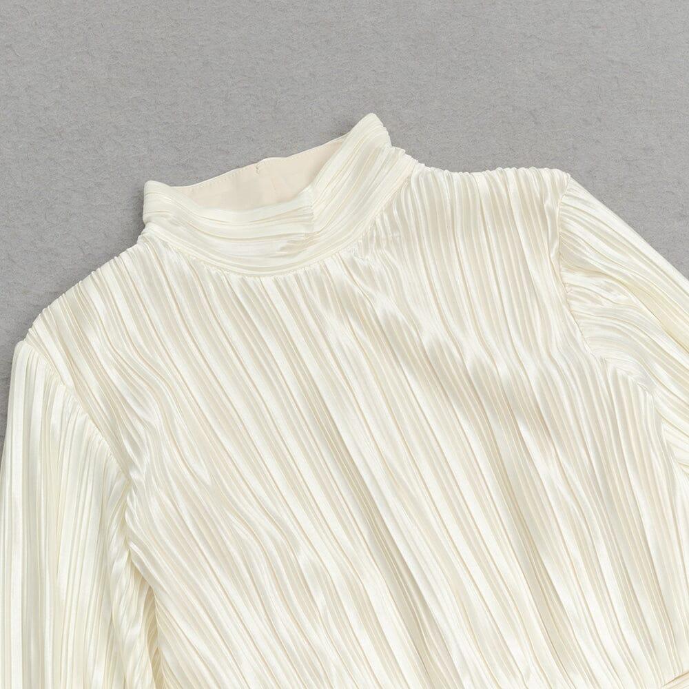 AIIZIE HALF TURTLENECK LOOSE LONG SLEEVE PLEATED MINI DRESS - product image