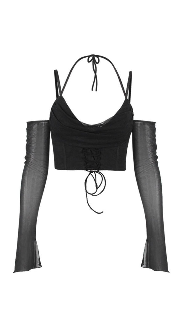 AIIZIE HALTER CORSET TOP IN BLACK - product image