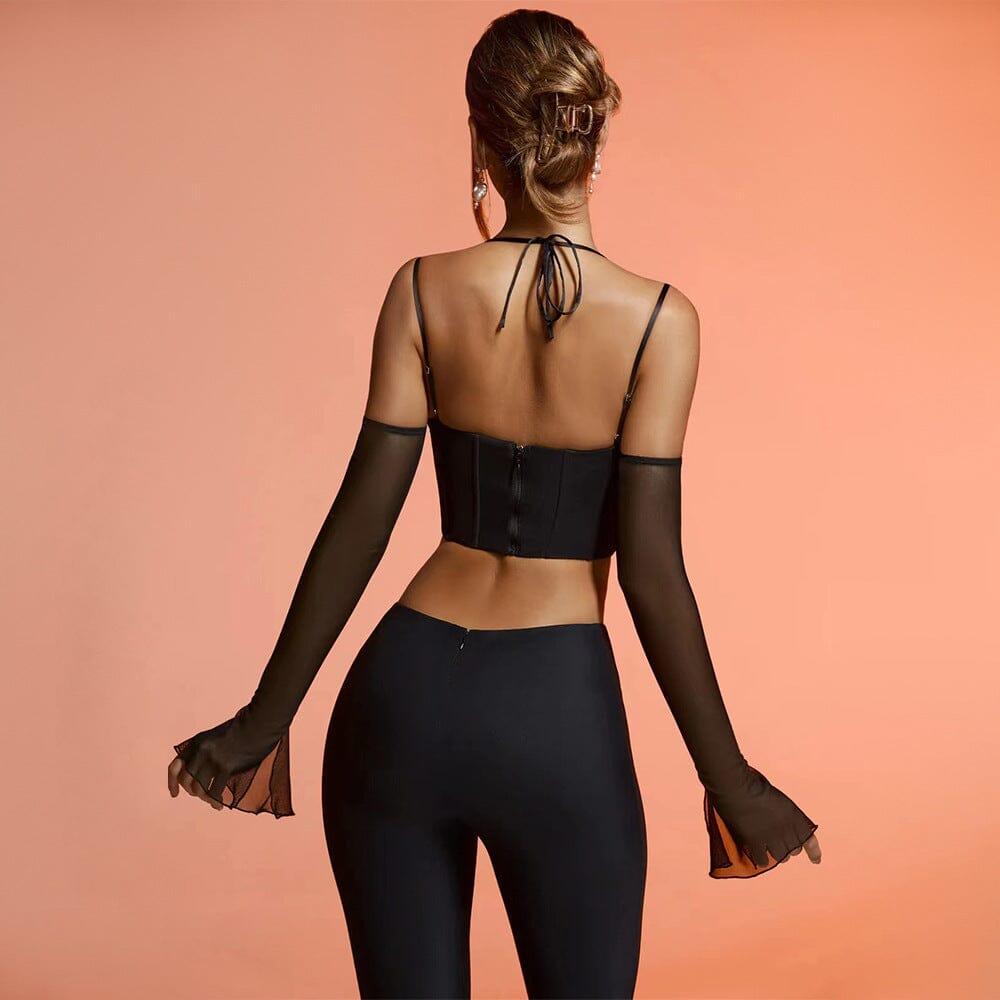 AIIZIE HALTER CORSET TOP IN BLACK - product image